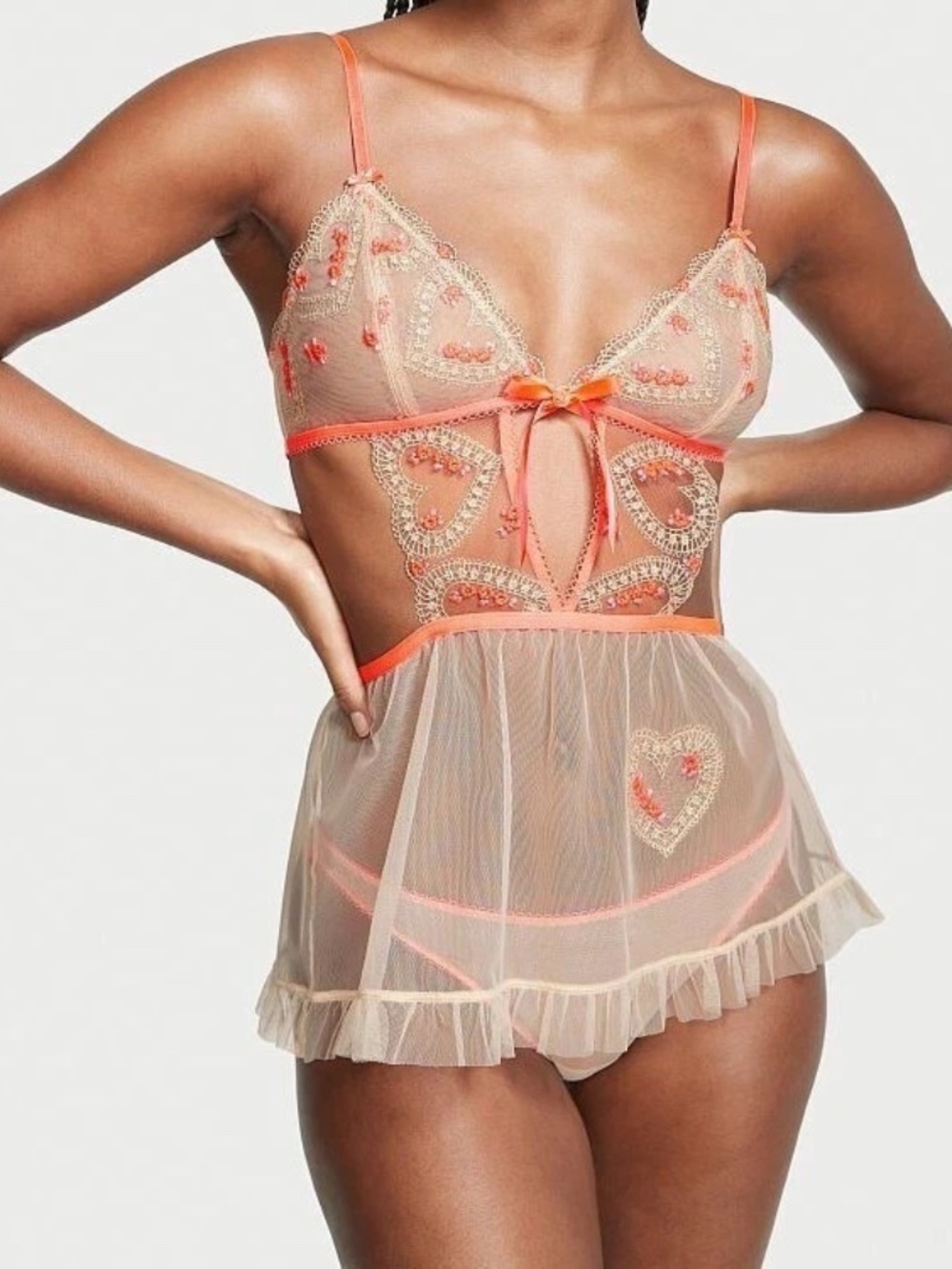 VICTORIAS SECRET VERY SEXY SWEETHEART OPEN BACK BABYDOLL PANTY LINGERIE  XL NEW!